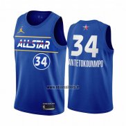 Maillot All Star 2021 Milwaukee Bucks Giannis Antetokounmpo No 34 Bleu